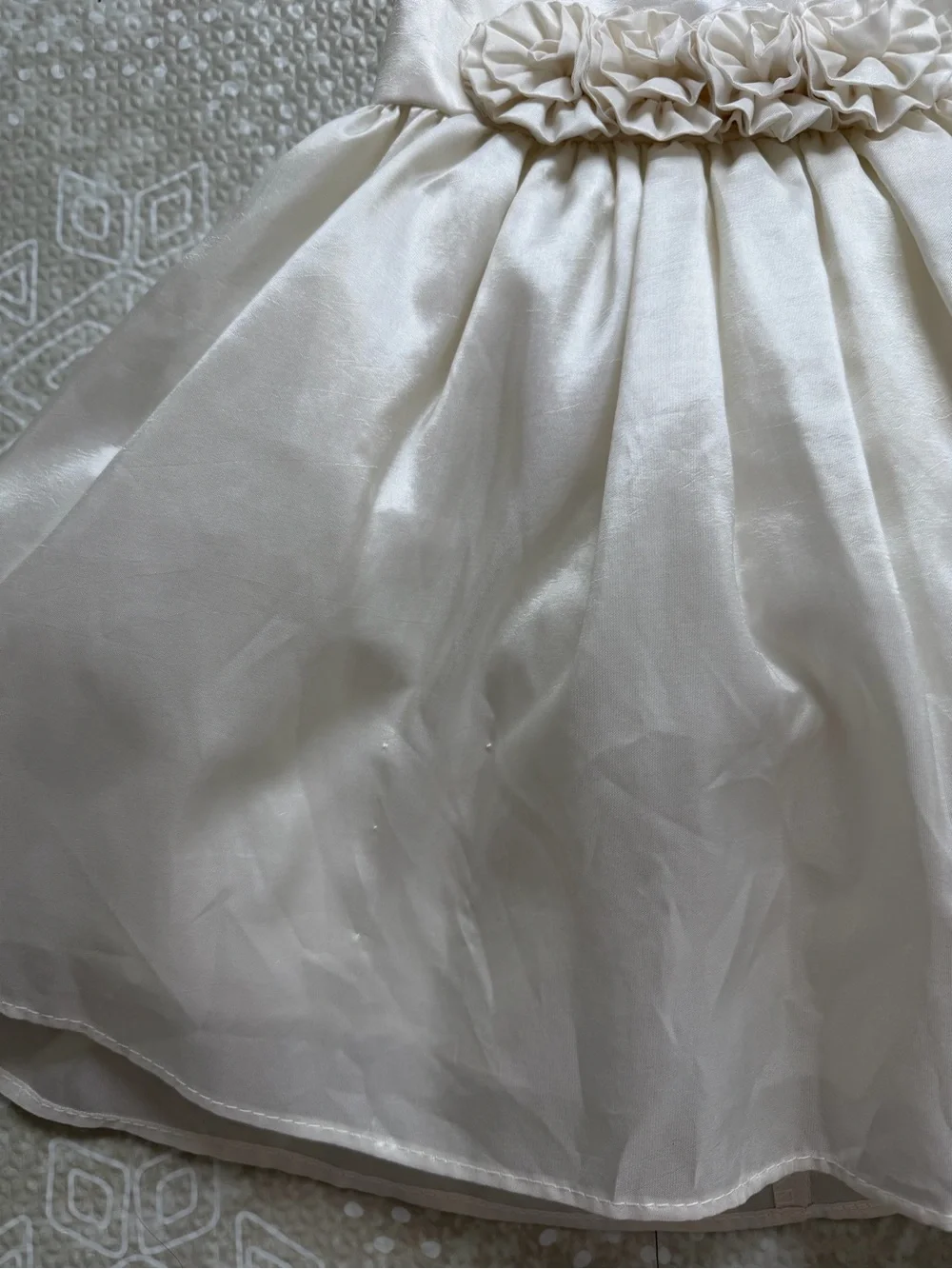 Girls ivory Satin Flower-Band Formal Dress